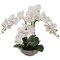 20" White Phalaenopsis Orchid Flowers in Round Grey Pot - Ideal for Home, Office, and Event Décor - Floral Home by Artificial Flowers